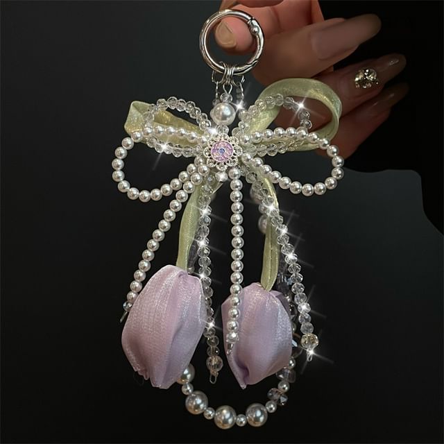 Phone Lanyard with Faux Pearl Pad