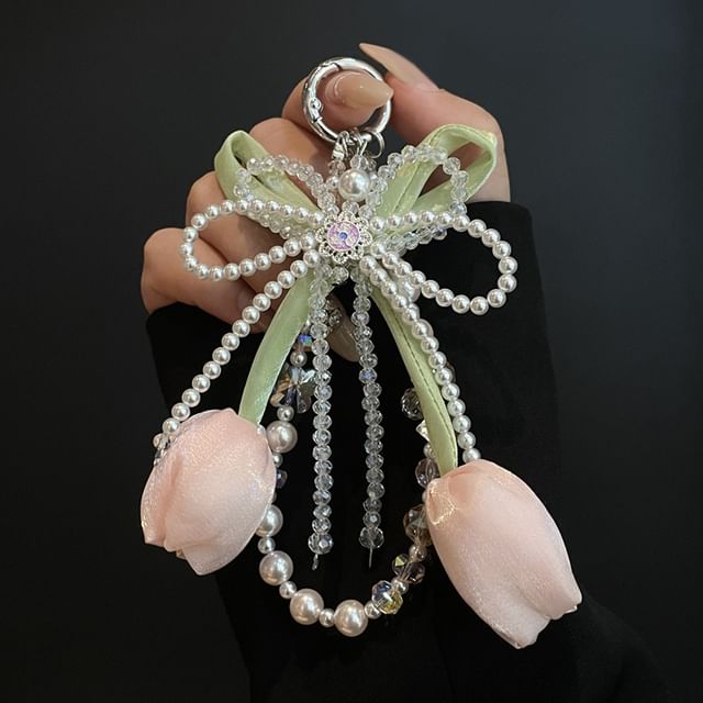 Phone Lanyard with Faux Pearl Pad