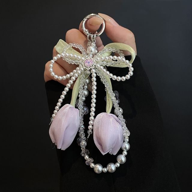 Phone Lanyard with Faux Pearl Pad