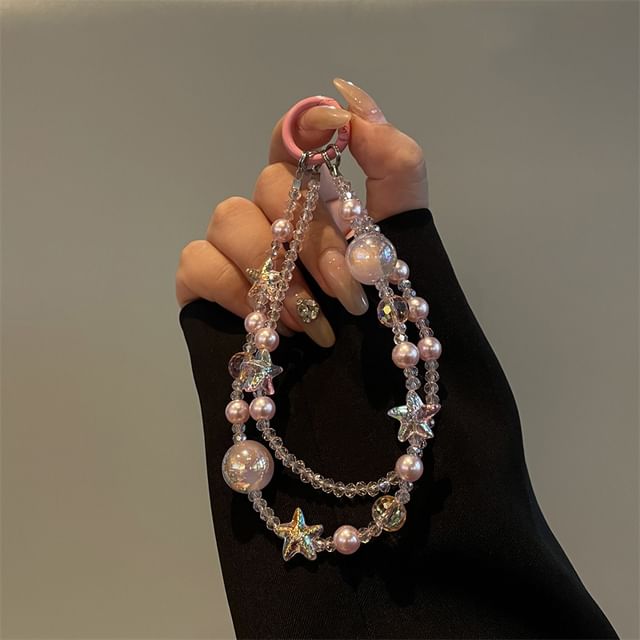 Lanyard Phone Pearl Star Faux