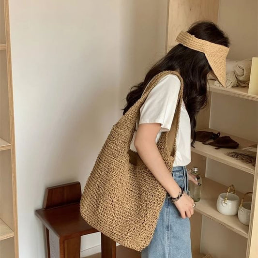 Straw Tote Plain Bag