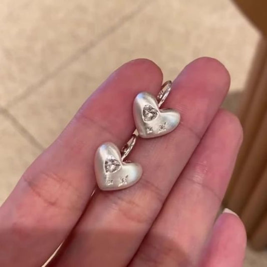 Earring CZ Heart Drop