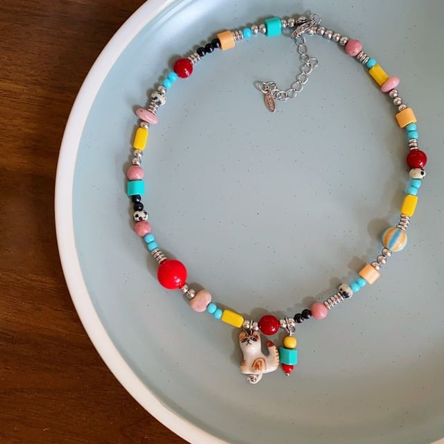 Bead Cat Necklace Pendant