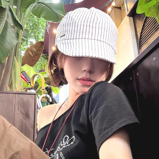 Striped Cap Short Baseball Brim