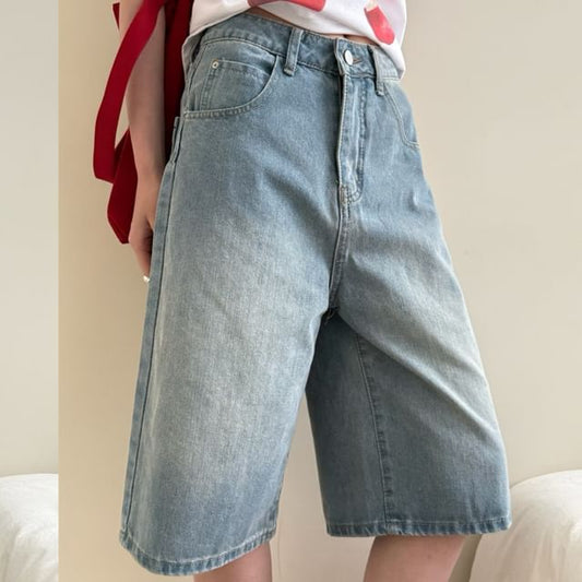 Wide Waist Shorts Leg Denim High