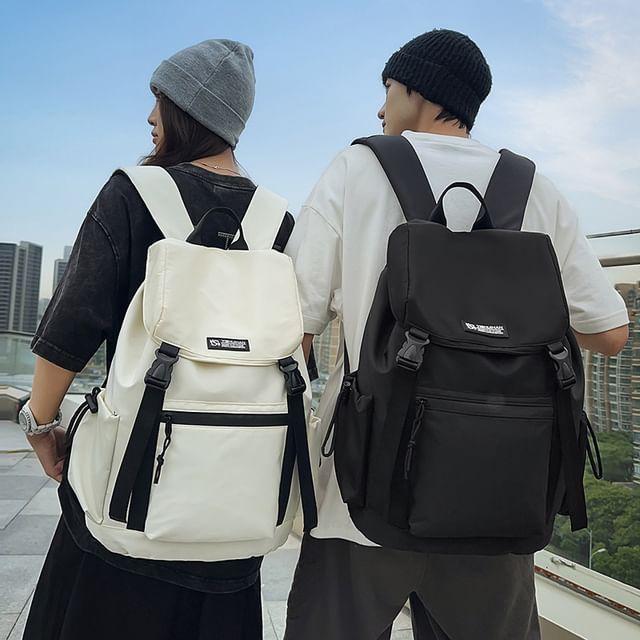 Buckled Flap Lettering Backpack