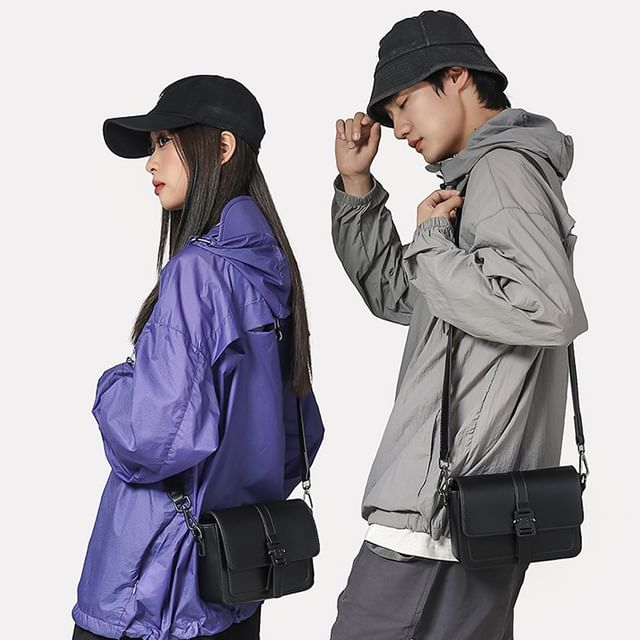 Buckled Faux Satchel Leather