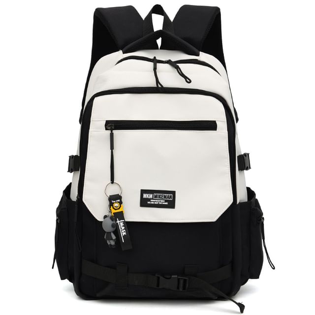 / Backpack Lettering Charm Flap Bag Set