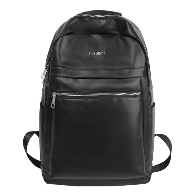 Faux Lettering Backpack Leather