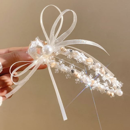 Bow Hair Faux Pearl Clip