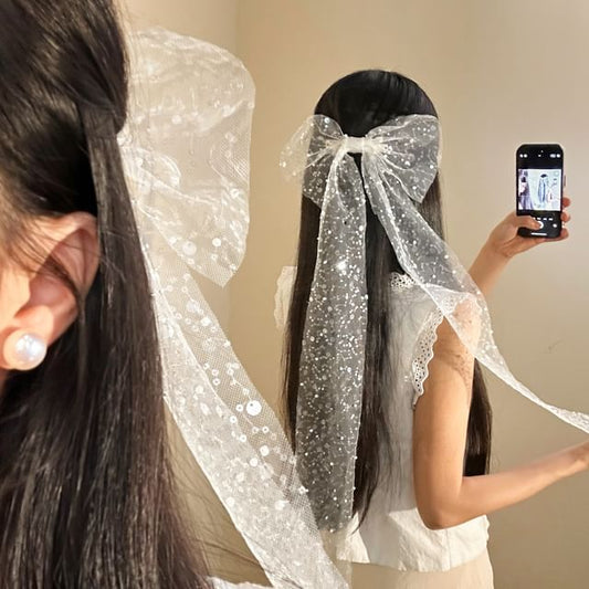 Clip Bow Lace Hair Sequined
