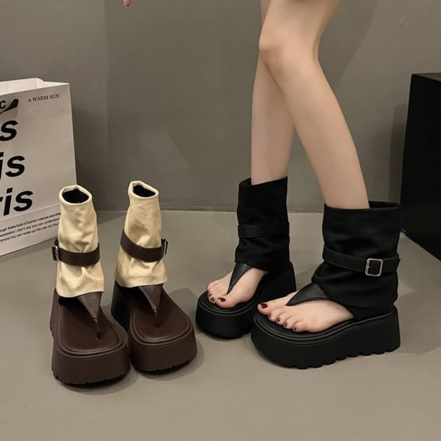 Short Platform Thong Boots