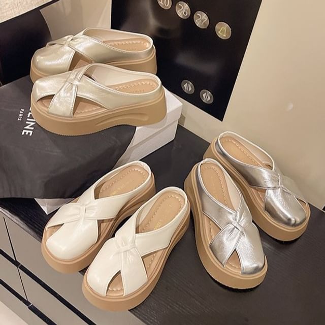 Platform Mules Plain Cross