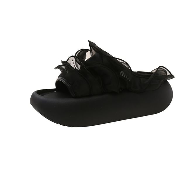 Ruffle Sandals Platform Trim Slide