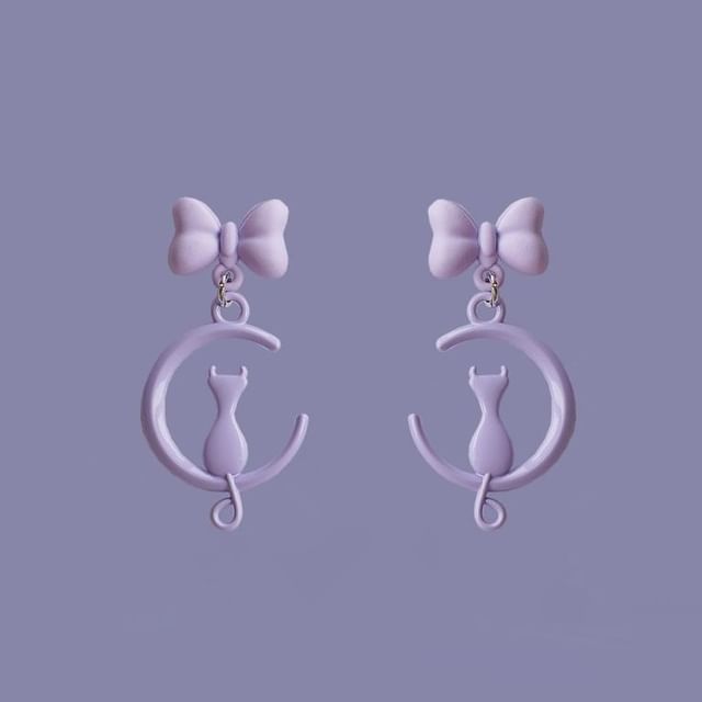 / Cat Clip Earring Moon Dangle On