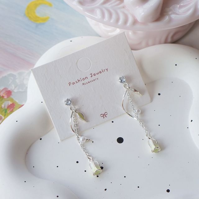 Clip On Earring Tulip Dangle /