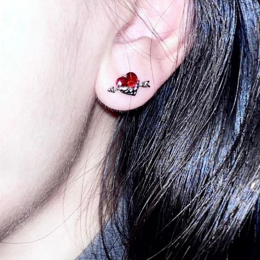 Stud Ear Heart Rhinestone