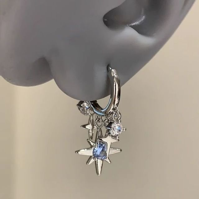 Rhinestone Earring Drop Huggie Star
