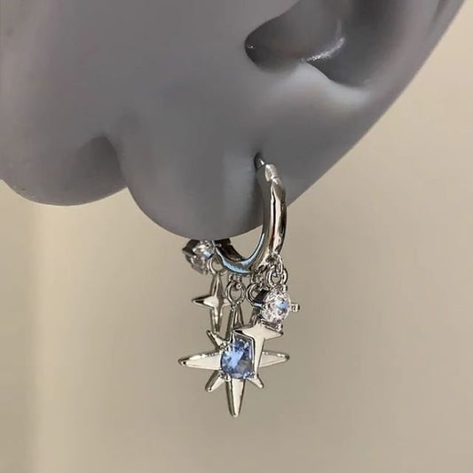 Rhinestone Earring Drop Huggie Star