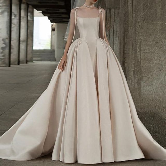 Bow Wedding Plain Back Strapless Gown