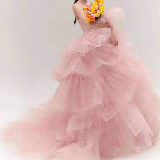 Tiered Wedding Gown Plain Strapless