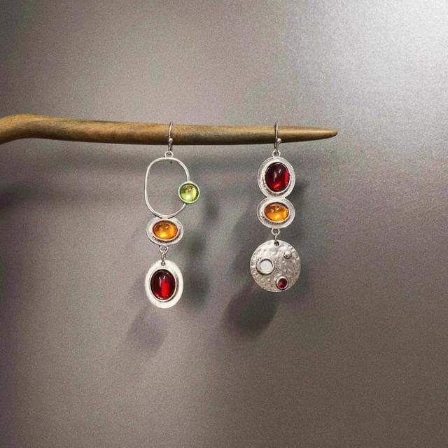 Asymmetrical Gemstone Earring Dangle