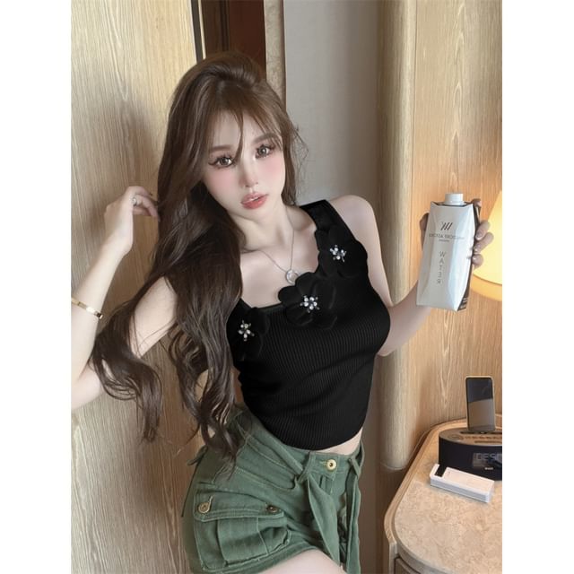 Floral Crop Top Tank Asymmetrical