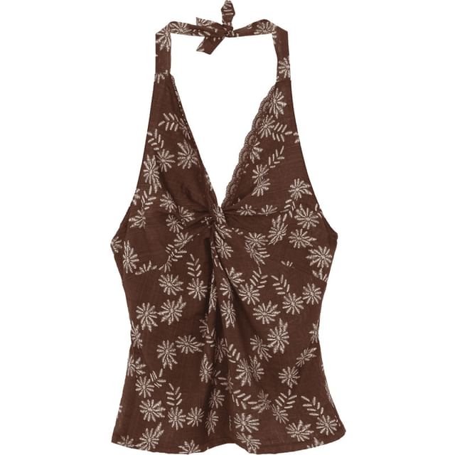 Skirt / Mini V-Neck Print Sleeveless Top