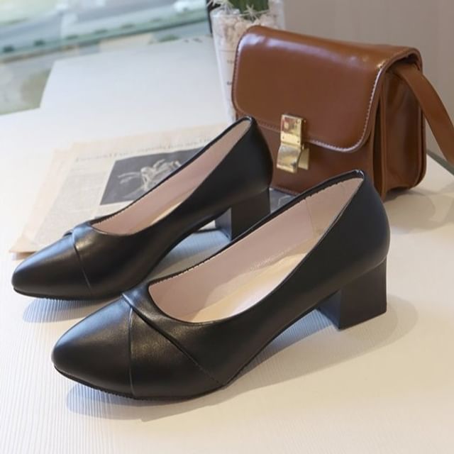 Block Toe Heel Pumps Pointed