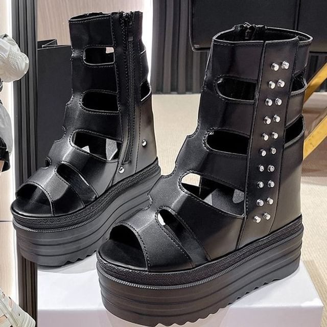 Studded Gladiator Platform Sandals