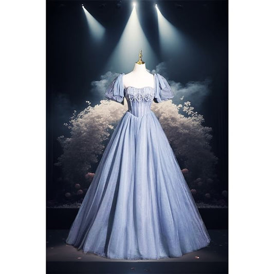 Gown Square Plain Evening Short-Sleeve Neck Rhinestone A-Line