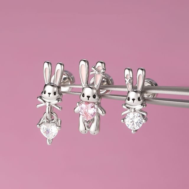 of Ear Rabbit Stud Rhinestone 3: Set