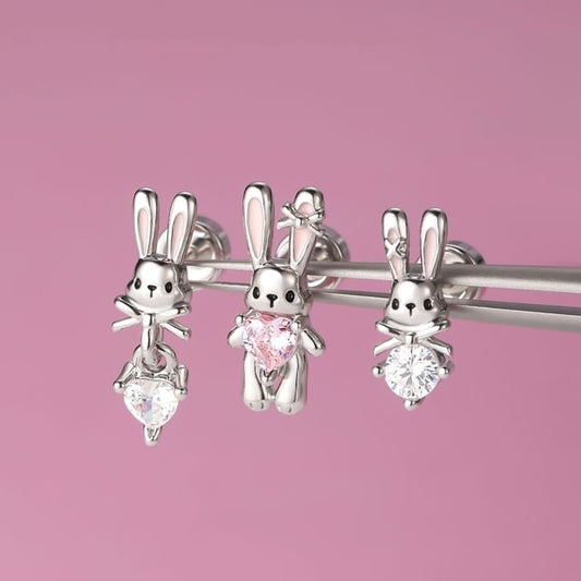 of Ear Rabbit Stud Rhinestone 3: Set