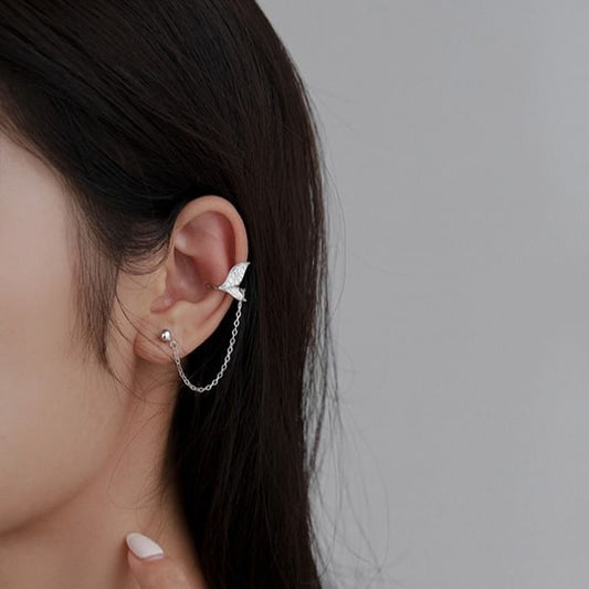 925 Chain Silver Fish Sterling Ear Cuff Tail