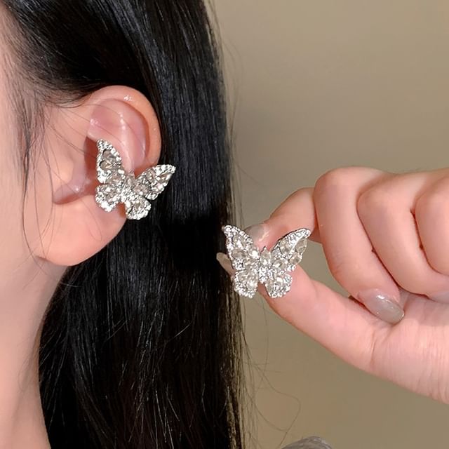 Rhinestone Cuff Butterfly Ear