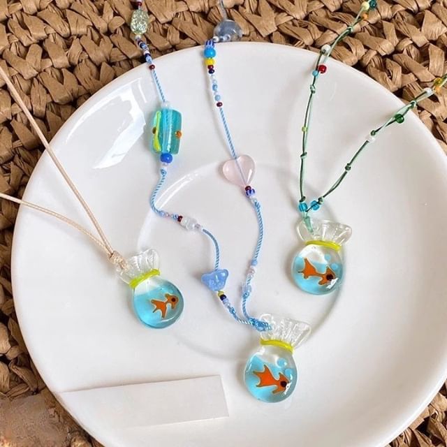 Necklace Goldfish String Resin