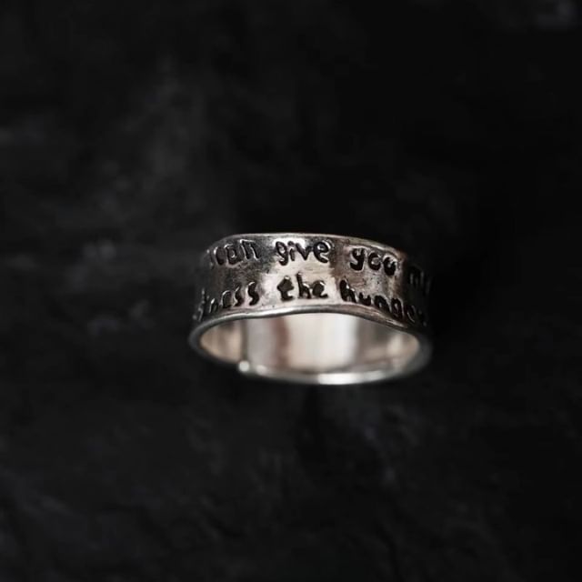 Lettering Open Alloy Ring Irregular
