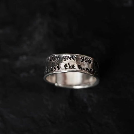 Lettering Open Alloy Ring Irregular