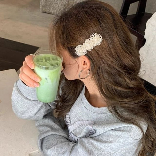 Crystal Faux Clip Hair Alloy Floral Pearl