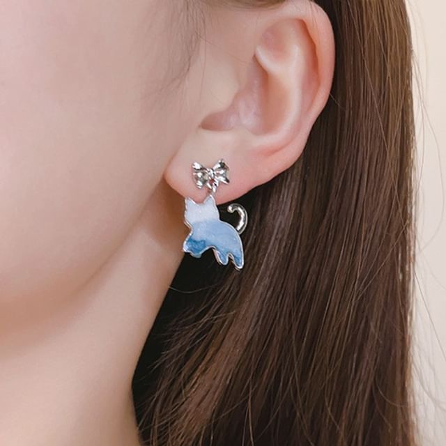 Earring Gradient Cat Alloy Drop Resin