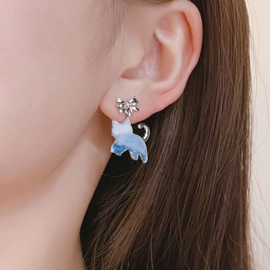 Earring Gradient Cat Alloy Drop Resin