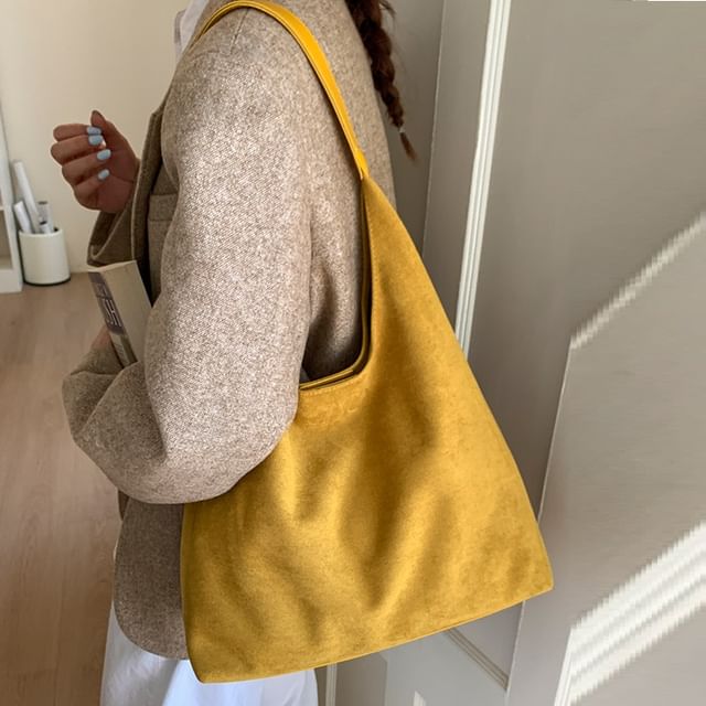 Pouch Tote Suede Faux Bag With