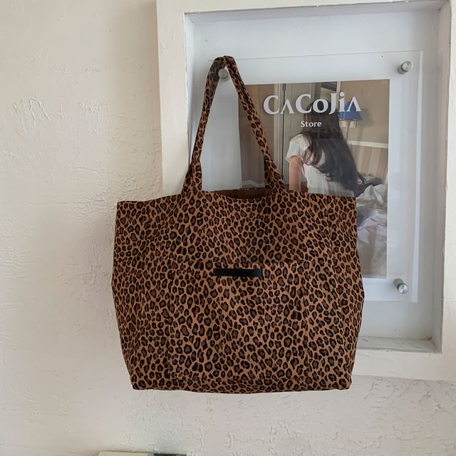 Print Bag Panel Tote Leopard