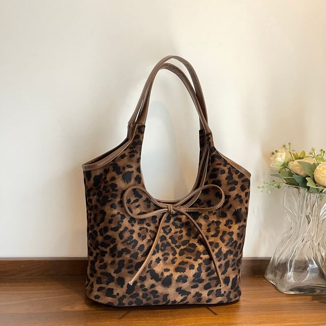 Bow Tote Leopard Bag Print