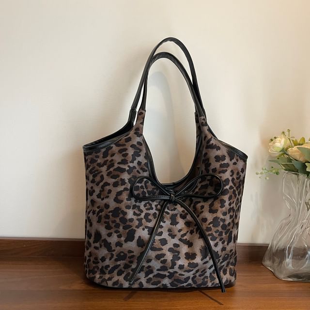 Bow Tote Leopard Bag Print