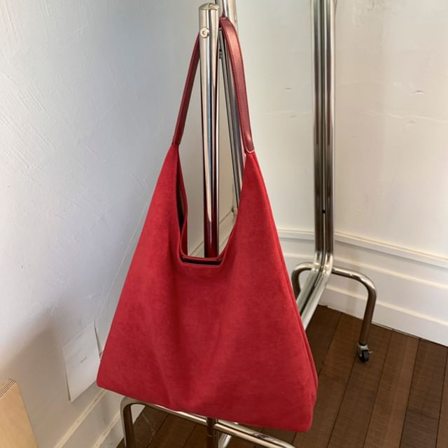 Pouch Tote Suede Faux Bag With