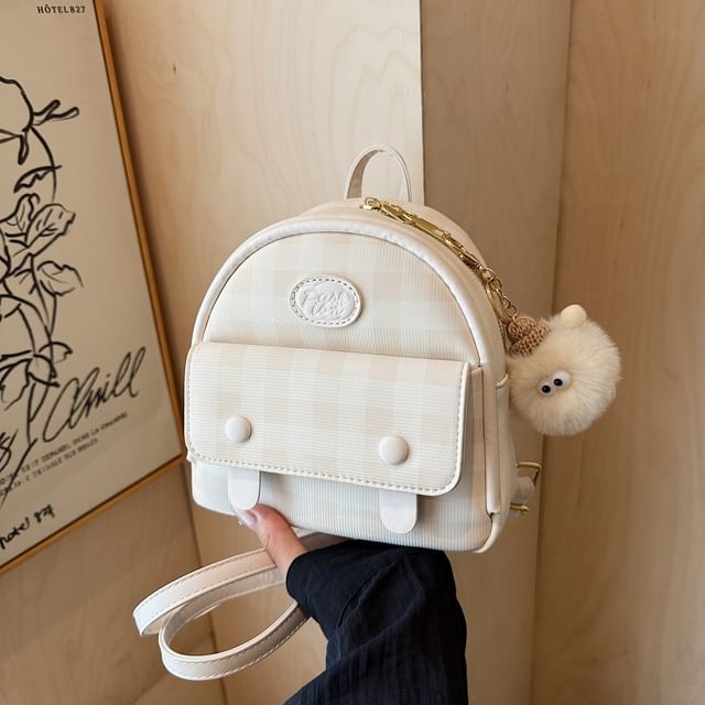 Flap Faux Leather Plaid Backpack