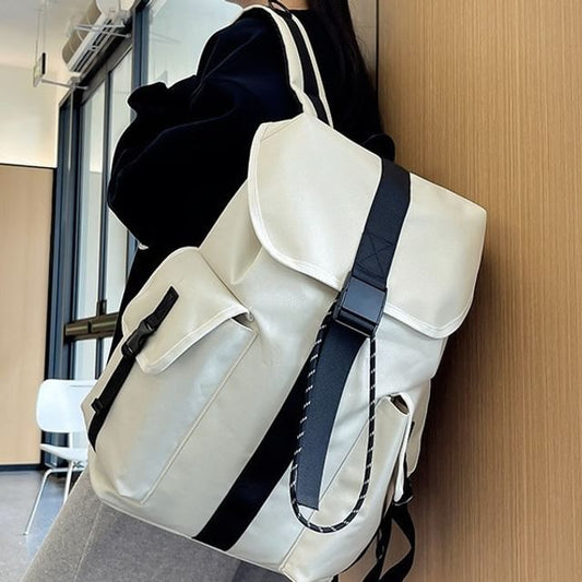 Backpack Drawstring Buckled Plain Unisex Nylon