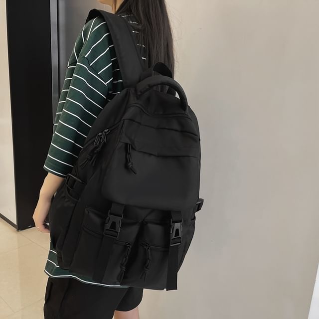 Backpack Buckled Nylon Plain