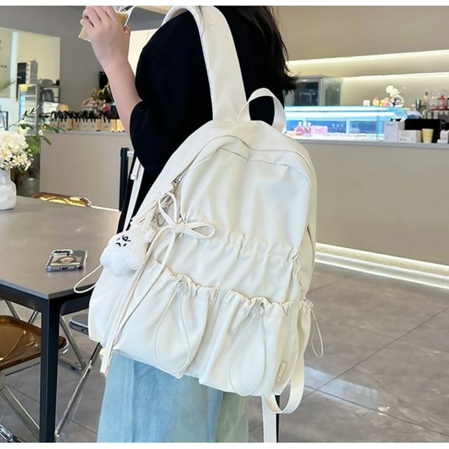 Backpack Bow Nylon Plain Drawstring